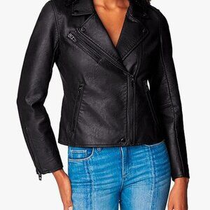 BLANKNYC Faux Leather Full Zip Moto Jacket - Black. EUC. Size XS